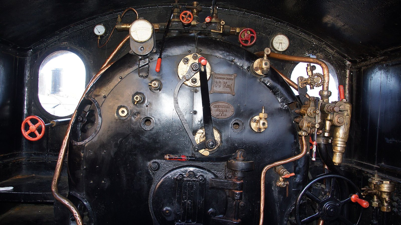 Railway Museum: cab of a steam locomotive
